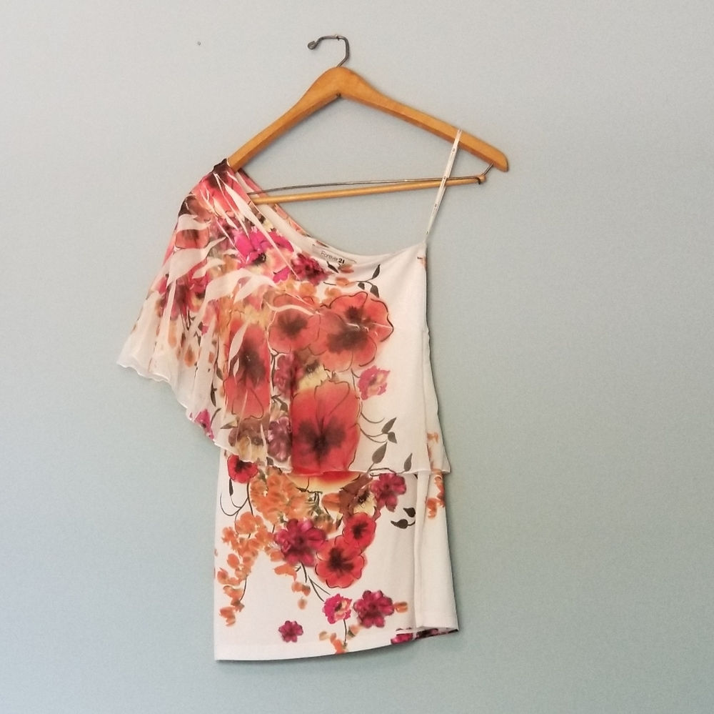 One Shoulder floral print top